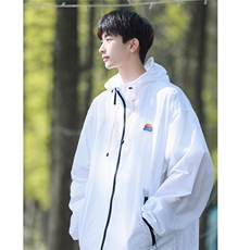 港风撞色彩虹硅胶点缀防晒衣男情侣潮牌防晒服男FS77001P65控88，男装防晒衣，星座227-7