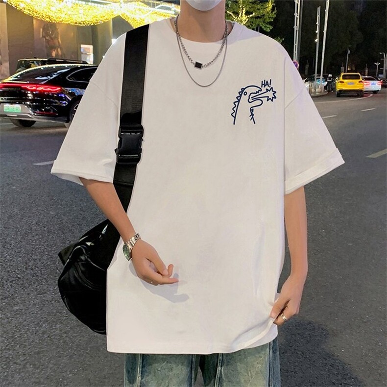 T739大码宽松纯棉运动圆领体恤衫oversize短袖T恤男重磅T,男装T恤,星座304A-1