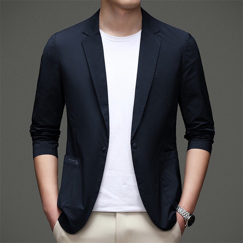 春秋男士宽松免烫纯色西装上衣中年商务休闲薄款西服ZL09626-P165，男装西服，星座1105-3