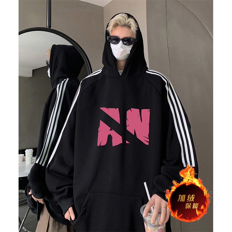 抖音得物供货提供视频秋冬重磅美式宽松织带连帽卫衣0477,男装卫衣,电商A486