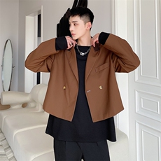 男发型师宽松拼接短款小西服青年韩版百搭网红西装A345-190-P125，男装西服套装，电商A345