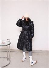 戴帽系带冬款羽绒服，女装羽绒服，谦度