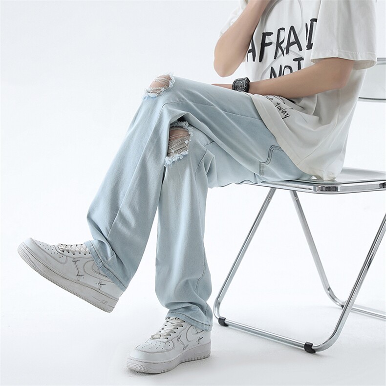 现货抖音品质破洞牛仔裤男小脚B342-K7040-特P45,男装牛仔裤,电商B342