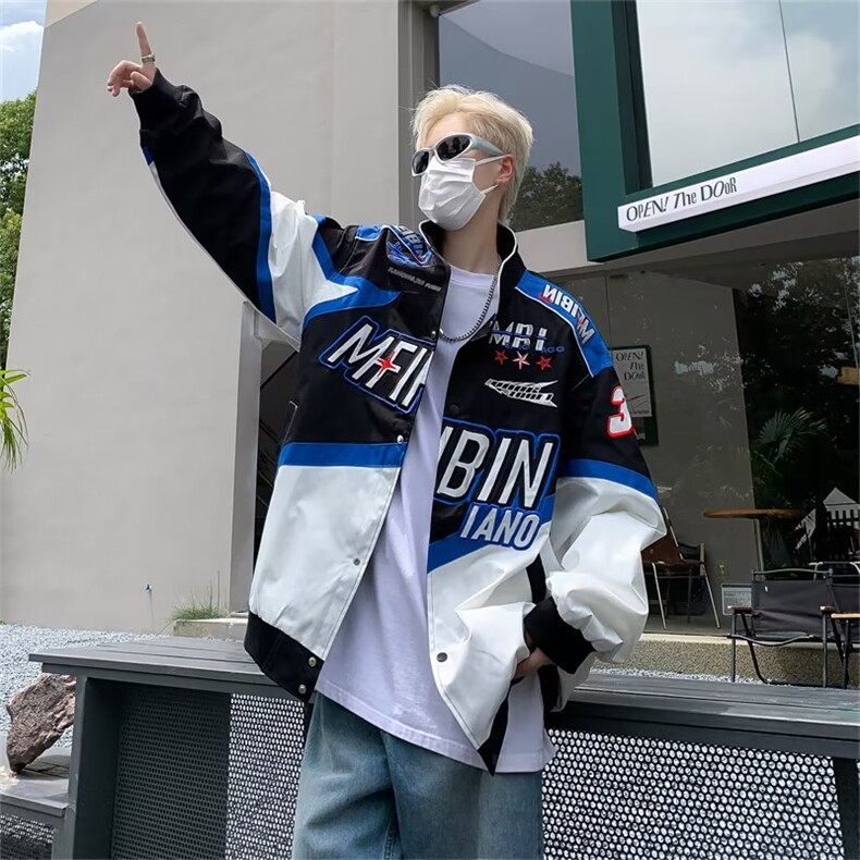 棒球服外套男春秋季美式街头赛车服ins潮牌高街痞帅J411-P75,女装职业装,星座1109-3