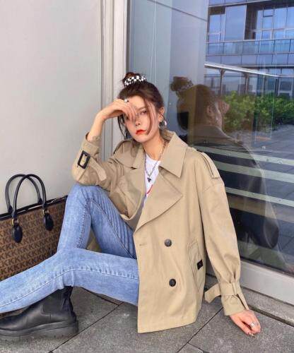 【现货】秋季新款时尚简约设计短款气质款风衣，女装风衣，你别走