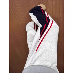 美式条纹拼接弯刀卫裤男春季撞色hiphop休闲直筒阔腿裤LF188-P48图片