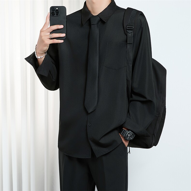 1506A/GY010/P33领带白色长袖衬衫男宽松情侣套装1,男装衬衫,星座1506A