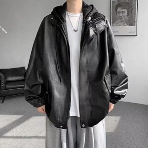 YJ021-P68 美式复古皮衣外套男春秋季潮牌痞帅宽松百搭休闲图片