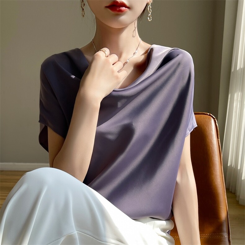 一字荡领衬衫套头休闲百搭女长袖，女装衬衫，素语电商供货