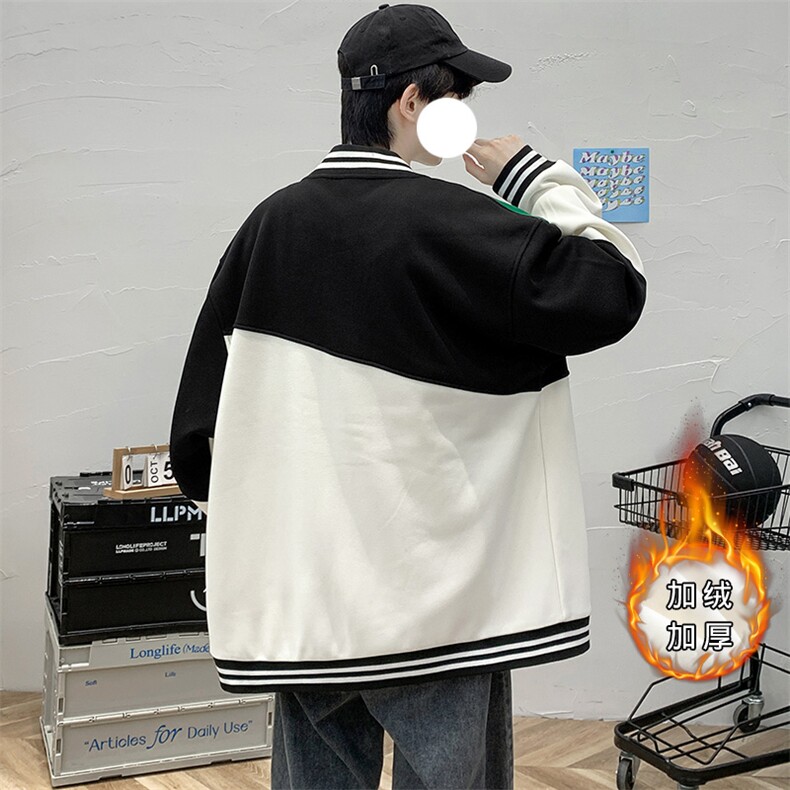 2023秋装新品青少年夹克运动棒球服加绒加厚百搭外套男2112-P65,男装夹克,电商A441-1
