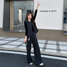 套装女2025秋季新款西装马甲阔腿裤洋气休闲三件套，女装套装/套裙，瑶迪依秀