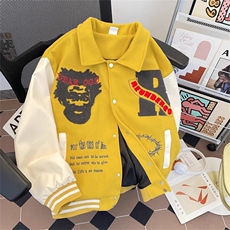 棒球服男宽松翻领重工刺绣美式情侣夹克高级感毛呢外套HH1219P72，男装夹克，星座1013-5