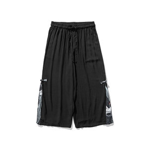 夏季 大码风棉麻宽松休闲盘扣汉服直筒阔腿裤潮情侣 K110/P70图片