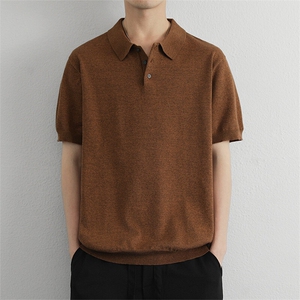 花棕色针织衫翻领polo/短袖简约休闲男款图片