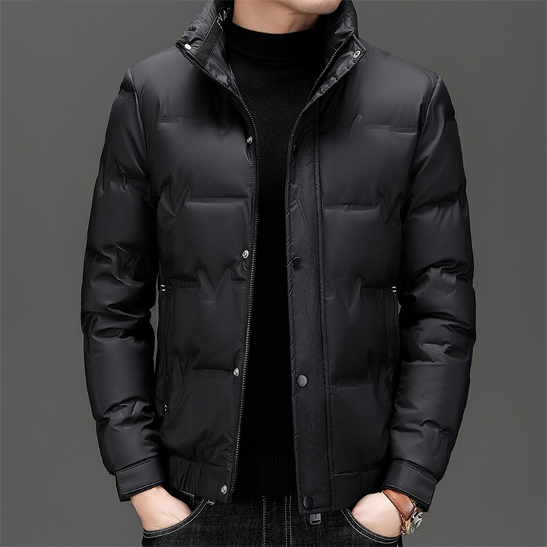 BJY08785新款冬季男士白鸭绒羽绒服立领保暖外套修身风衣大衣图片
