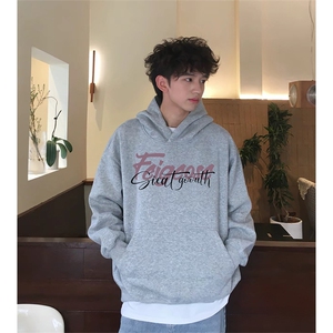 抖音得物 高品质印花连帽卫衣 秋冬装美式宽松连帽纯色卫衣ADL101图片