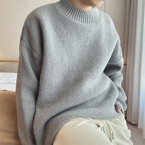 跨境秋冬加厚毛衣男百搭宽松休闲韩版针织衫套头上衣图片