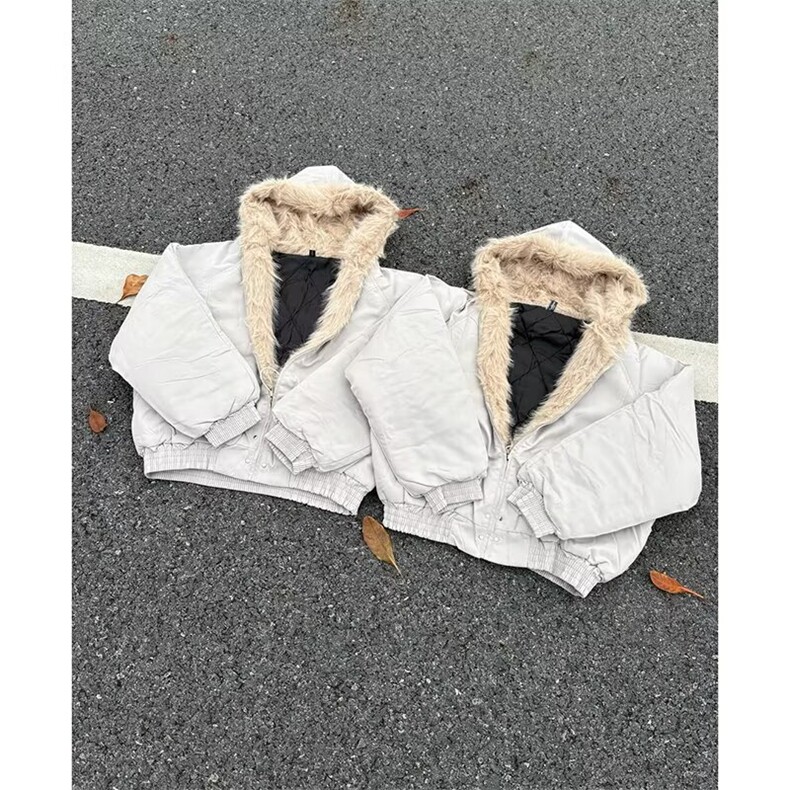 美式高街座山雕棉服男女冬季连帽毛领外套高级感痞帅夹克棉衣,男装夹克,星座506A