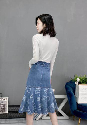 现货：高端定制面料鱼尾裙。牛仔特色提花料。，女装，金川古韵