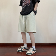 港风牛仔短裤男夏季潮流百搭宽松五分裤高街直筒DK850-特批-32，男装牛仔裤，星座718-1