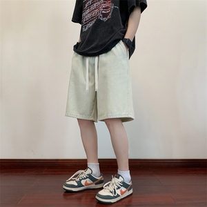 港风牛仔短裤男夏季潮流百搭宽松五分裤高街直筒DK850-特批-32图片