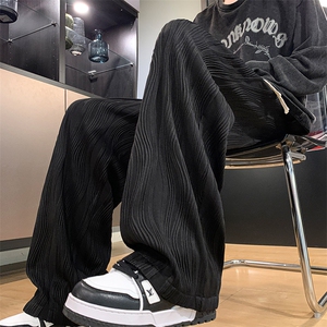 8XL-M 特大码冰丝褶皱肌理感裤子男韩版潮流百搭拖地裤K951P48图片
