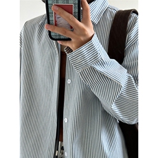 高品质牛仔条纹衬衫潮牌长袖衬衣潮流宽松休闲外套CS017-P30，男装衬衫，星座301C-5