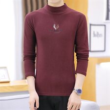 冬季半高领双面绒刺绣鹿角卫衣男加绒加厚保暖打底衫长袖棕336P28，男装卫衣，星座1207