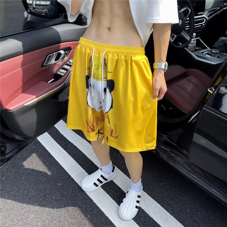 休闲短裤男士韩版潮流高街帅印花沙滩2024夏季ins五分裤K5542-P23,男装牛仔裤,星座412-2