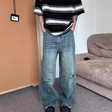 【有货】DYK8025-批50原版质量夏季新款潮牌痞帅炸街阔腿休闲裤子，男装牛仔裤，星座603-2