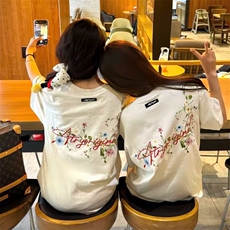 万针全刺绣工艺抖音得物高品质260克重磅纯棉双纱美式高街短袖T恤，男装T恤，电商A486