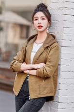 春季新款时尚休闲连帽短外套百搭显瘦轻薄夹克女，女装短外套，依恋蒂丝