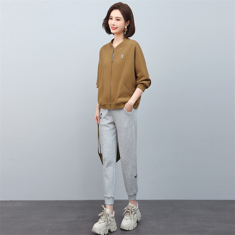 2024春秋季时尚简约大方气质优雅显瘦休闲潮流纯色两件套,女装套装/套裙,独衣靓