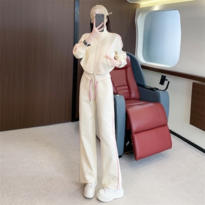 洋气减龄拉链开衫外套阔腿裤两件套潮,女装套装/套裙,江南