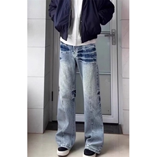 牛仔裤男女网红乞丐破洞补丁刮烂潮流修身小脚长裤NA554，男装牛仔裤，星座1116A（原606A-3）