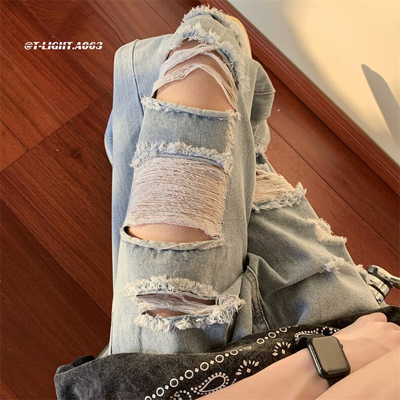 2026夏季美式高街破洞直筒牛仔裤货号K688P55，男装牛仔裤，电商A063