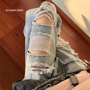 2026夏季美式高街破洞直筒牛仔裤货号K688P55，男装牛仔裤，电商A063