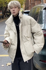 美式潮牌立领皮棉服男短款棉衣外套宽松面包服M5019P95控138，男装棉衣，电商A157
