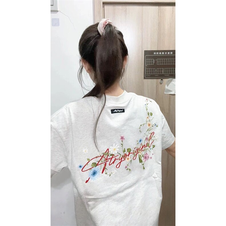 万针全刺绣工艺抖音得物高品质260克重磅纯棉双纱美式高街短袖T恤,男装T恤,电商A486