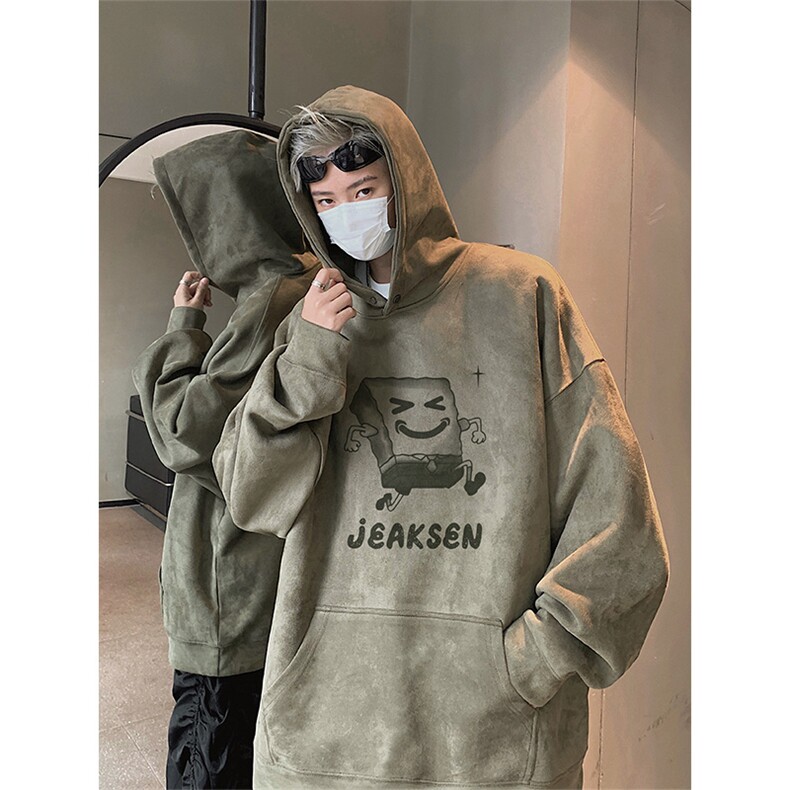 24秋季新款海绵宝宝印花麂皮绒宽松连帽卫衣wljp5621-特p45控79,男装卫衣,星座605(原A050)