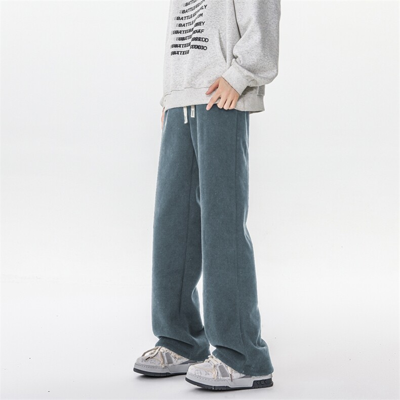 M~8XL大码雪尼尔裤子秋冬阔腿裤休闲宽松直筒裤KZ1907/P45加绒55，男装卫衣，电商B238