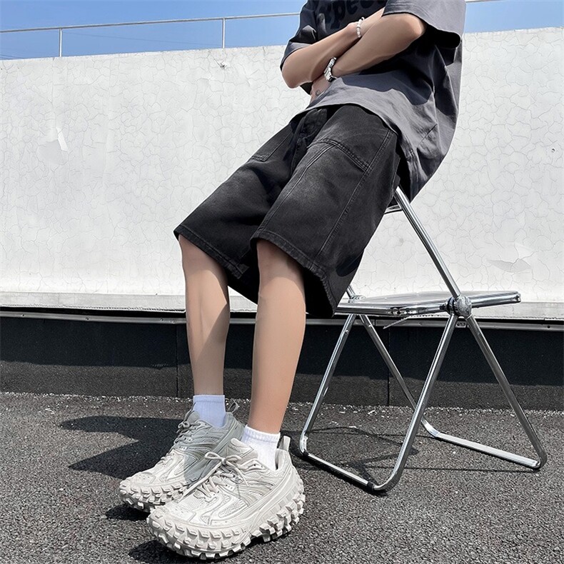 新款宽松直筒五分牛仔裤男青少年夏季薄款中裤潮牌休闲短裤,男装牛仔裤,星座410-7