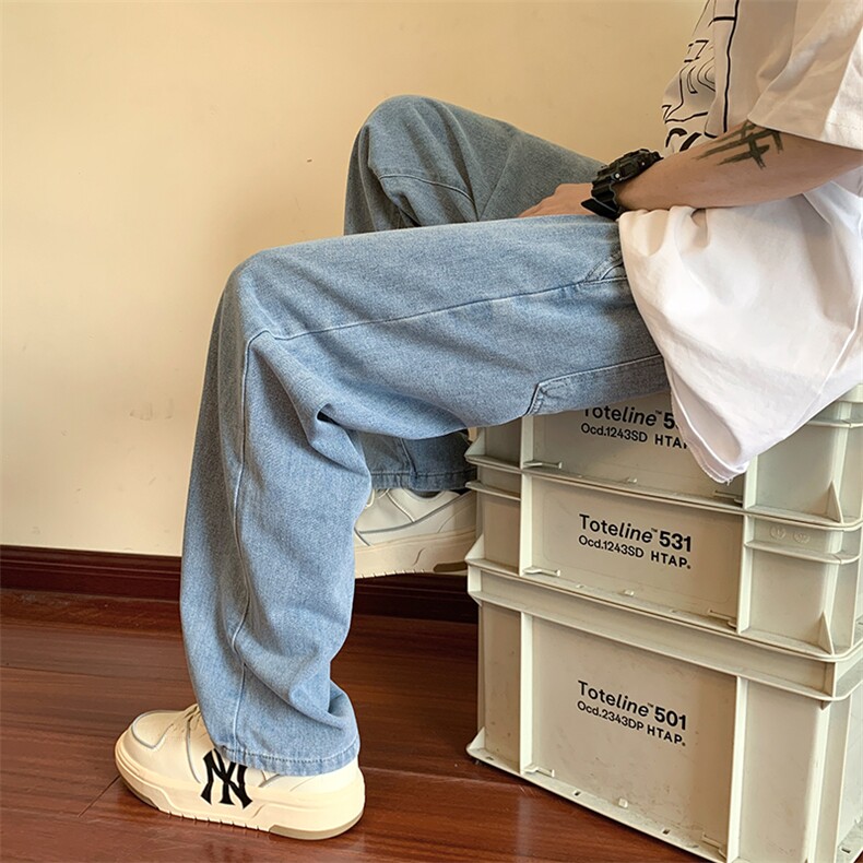 牛仔裤男夏季款美式潮牌裤子休闲裤阔腿直筒N202*P35控58,男装牛仔裤,星座227-2