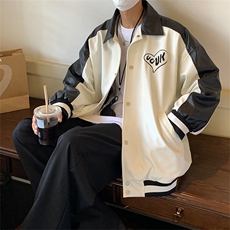 EQ114拼色毛巾绣皮衣外套男2024新款秋装休闲夹克ins港风潮P108，男装夹克，电商C306-1