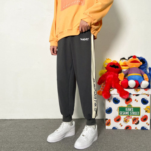 21春季新款港风宽松大码撞色百搭束脚休闲裤运动裤0548-P40,男装休闲裤,星座914-3