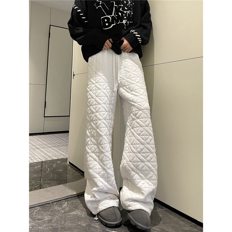 【现货】612-K228-P75冬季棉裤不规则菱格压线宽松直筒宽松休闲裤,男装休闲裤,星座612