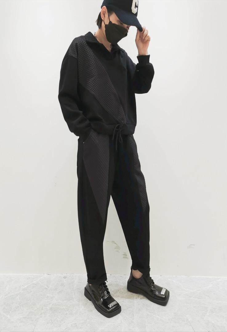 针织拼接休闲套装，女装运动套装，红嘴鹰(1F)