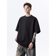 706-T6302-P35260克重磅特P现货夏季痞帅设计感钢标短袖T恤男，男装T恤，星座706