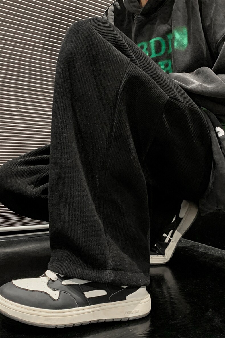 加绒重磅卫裤冬季男雪尼尔灯芯绒裤垂感阔腿裤993Ap65,男装休闲裤,电商D315A