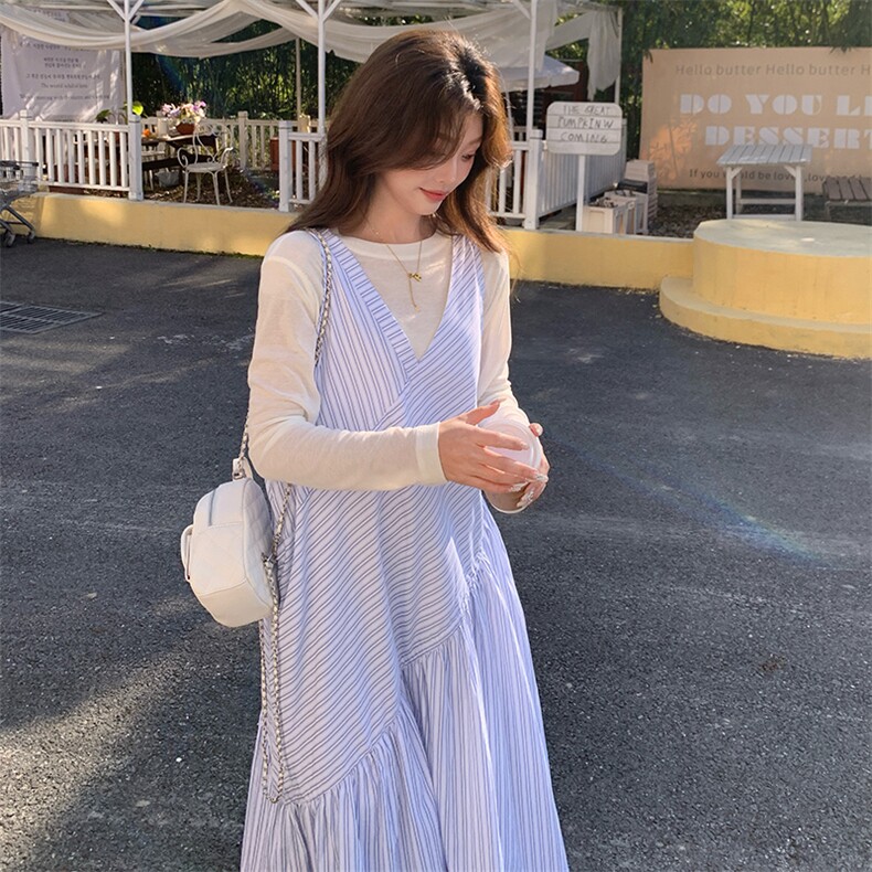 【有货】条纹连衣裙套装A3305P155K218,女装连衣裙,2D113